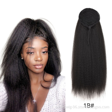 Drawstring Ponytail Hair Extension 22 Inch Synthetic Clip In Afro Kinky Straight Ponytail Hairpieces With Elastic Band Comb